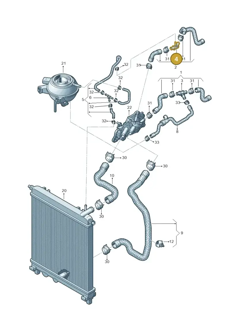 5Q0121087F — Volkswagen Up! 1.0 BlueMotion (2016-2023) diagram 723121100, position 4