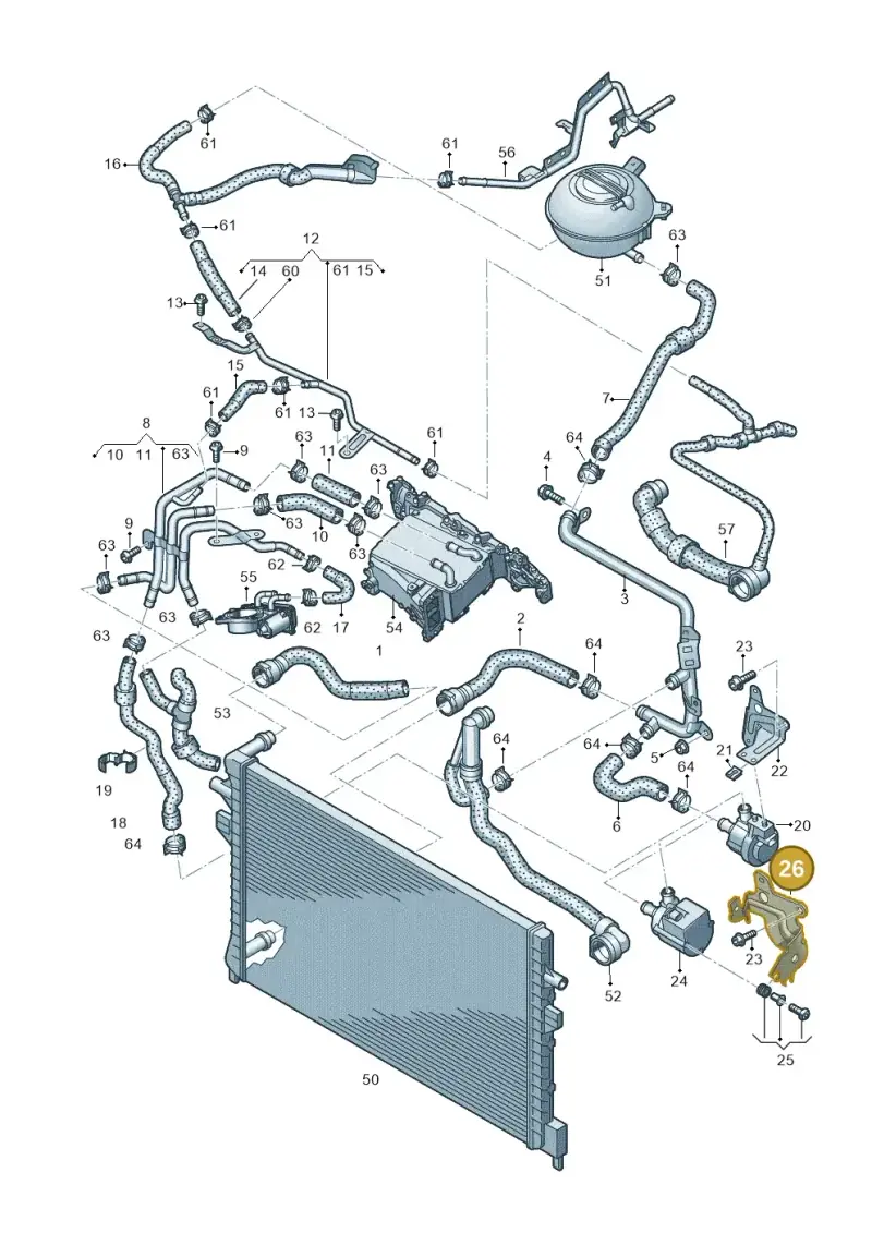 5Q0121093AK — Volkswagen Golf Sportsvan 1.6 (2014-2020) diagram 746121380, position 26