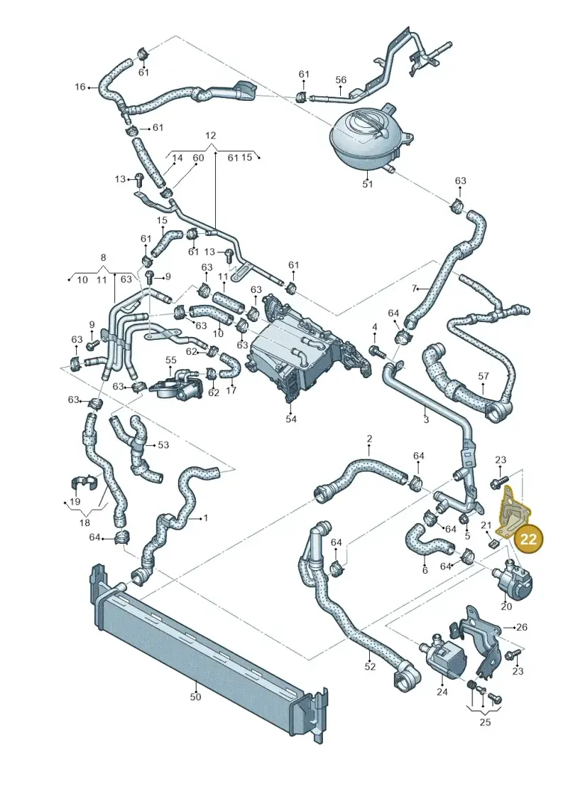 5Q0121093AR — Volkswagen Golf Sportsvan 1.6 (2014-2020) diagram 746121370, position 22