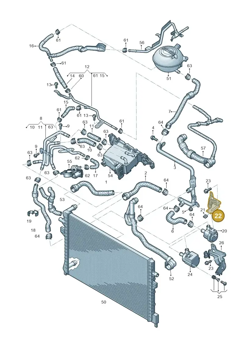 5Q0121093AR — Volkswagen Golf Sportsvan 1.6 (2014-2020) diagram 746121380, position 22