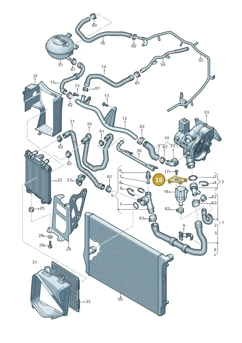 5Q0121093BE — Volkswagen Golf 2.0 (2016-2020) diagram 746121640, position 19