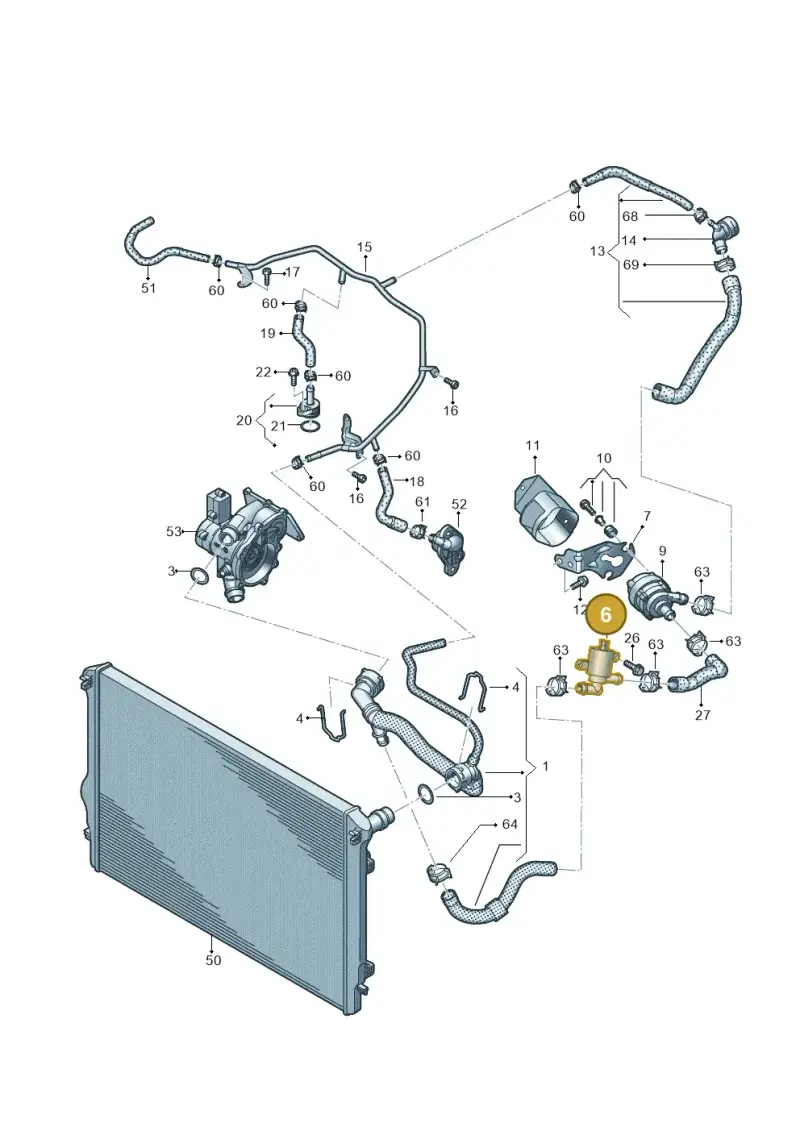 5Q0121093FG — Volkswagen Polo 1.0 BlueMotion (2017-2024) diagram 837121070, position 6