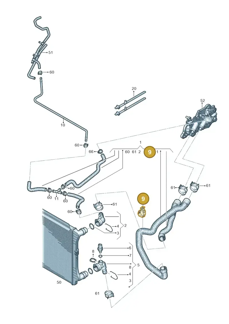 5Q0121093R — Volkswagen Tiguan 2.0 (2023-) diagram 884122510, position 9