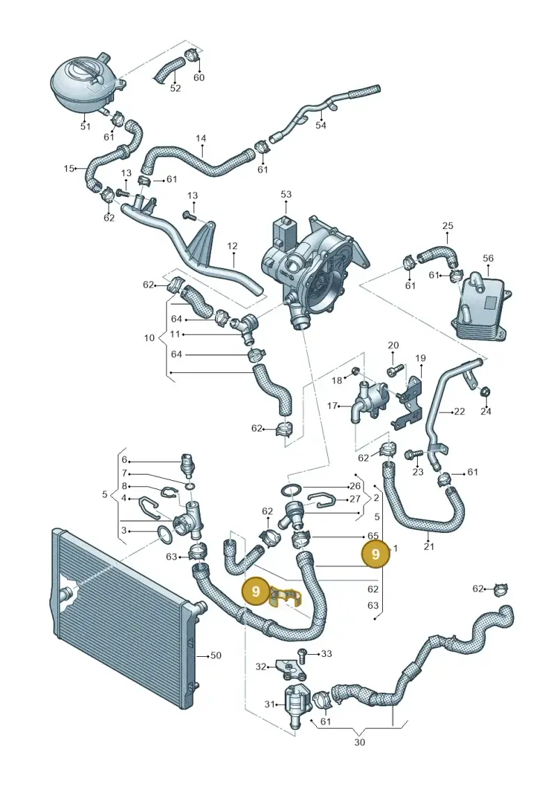 5Q0121093T — Volkswagen Golf 2.0 BlueMotion (2019-2024) diagram 827121040, position 9