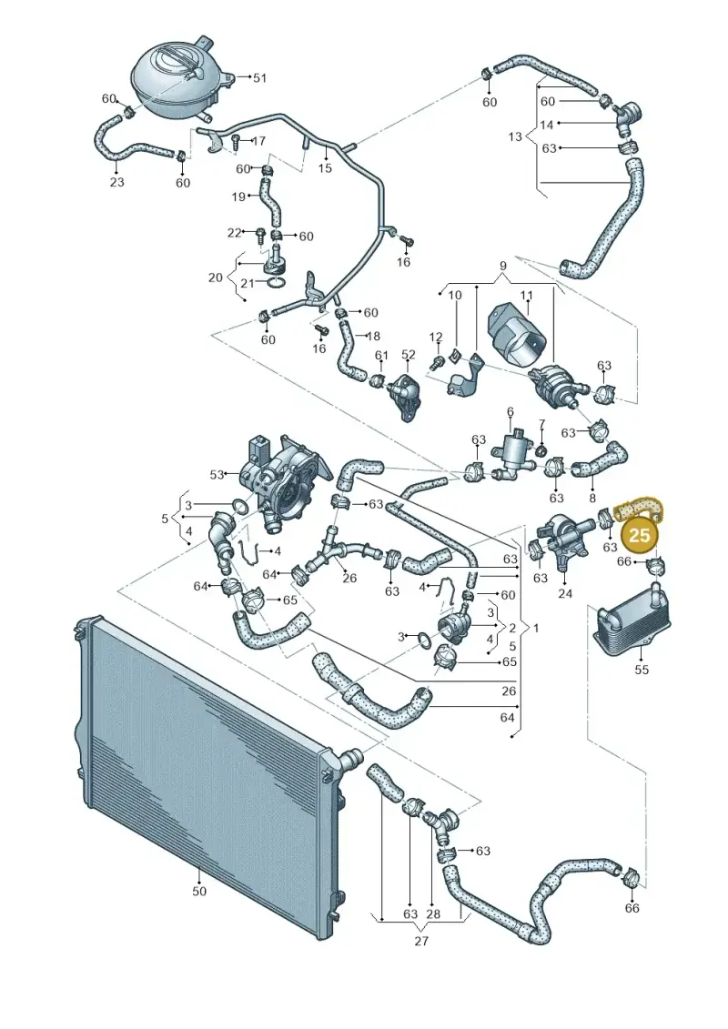 5Q0121096 — Volkswagen Golf 2.0 (2016-2020) diagram 746121550, position 25