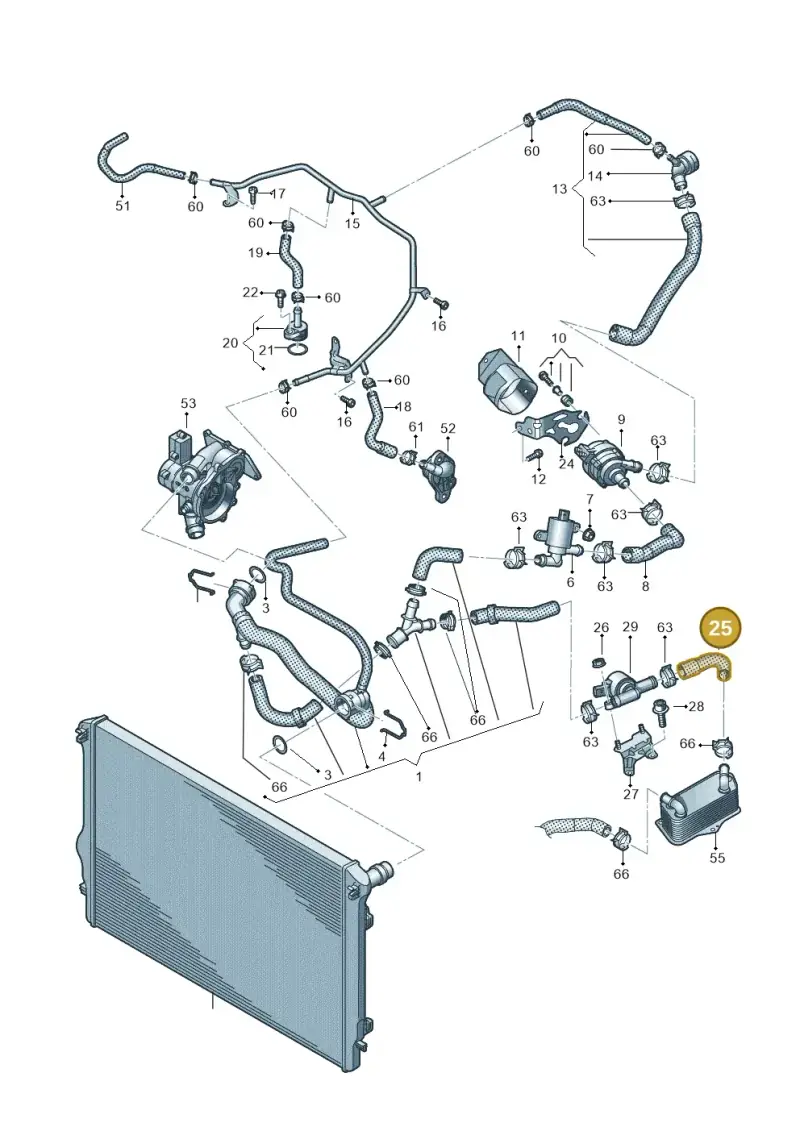 5Q0121096 — Volkswagen Polo 1.0 BlueMotion (2017-2024) diagram 837121090, position 25