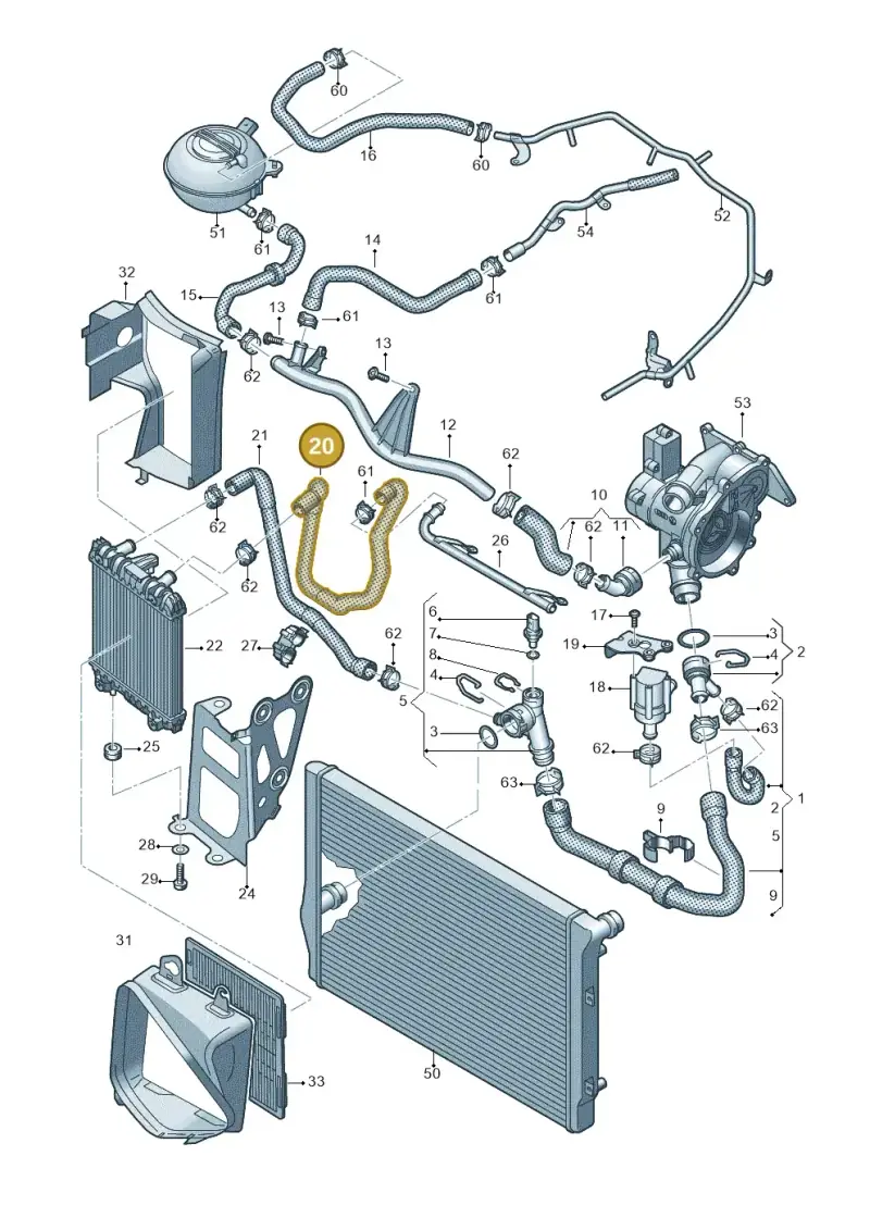 5Q0121101M — Volkswagen Golf 2.0 (2016-2020) diagram 746121640, position 20