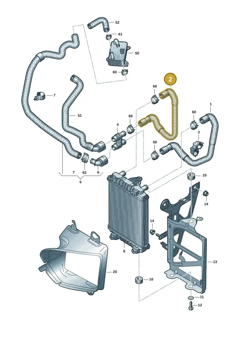 5Q0121101P — Volkswagen Golf 2.0 BlueMotion (2019-2024) diagram 827121428, position 2