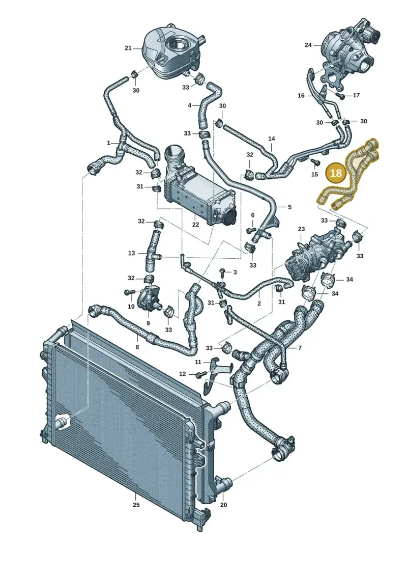 5Q0121156D — Volkswagen Golf 2.0 BlueMotion (2019-2024) diagram 596121044, position 18