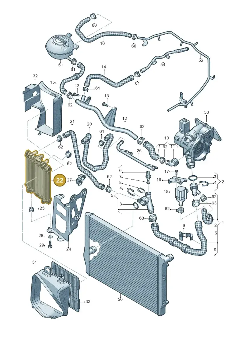 5Q0121253J — Volkswagen Golf 2.0 (2016-2020) diagram 746121640, position 22