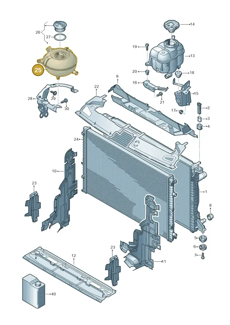 5Q0121407P — Volkswagen Touareg (2017-2023) diagram 439122250, position 25
