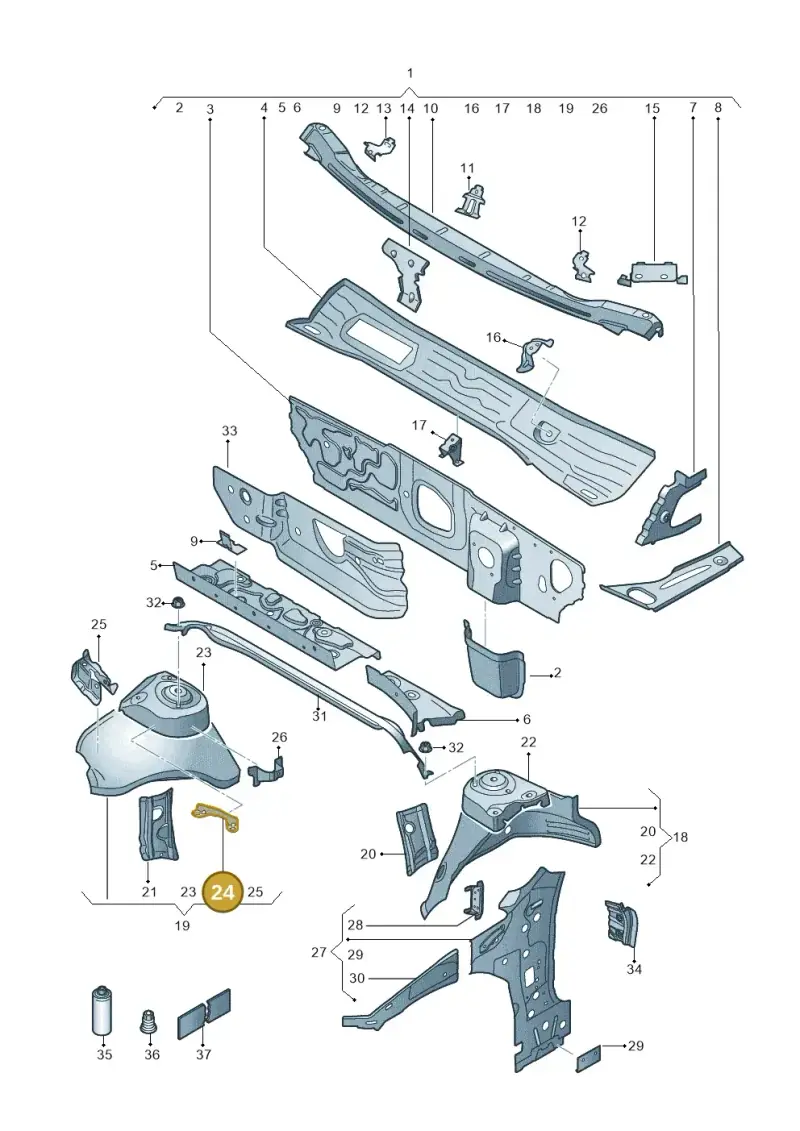 5Q0121409A — Volkswagen Arteon (2017-2023) diagram 828805050, position 24
