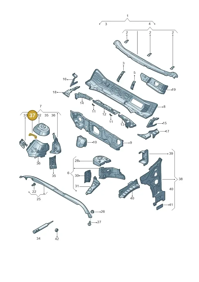 5Q0121409B — Volkswagen Passat estate (2023-) diagram 3j0805200, position 37