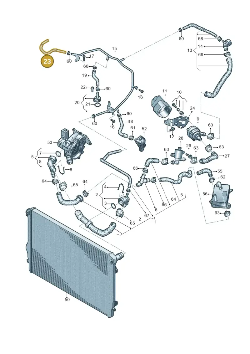 5Q0121447G — Volkswagen T-Roc BlueMotion (2017-2024) diagram 828121030, position 23