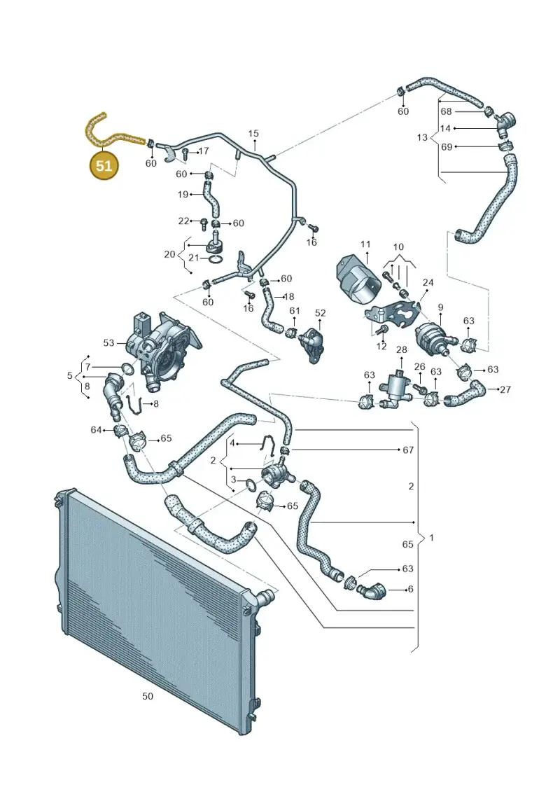 5Q0121447G — Volkswagen Tiguan 2.0 4Motion (2017-2024) diagram 828121110, position 51
