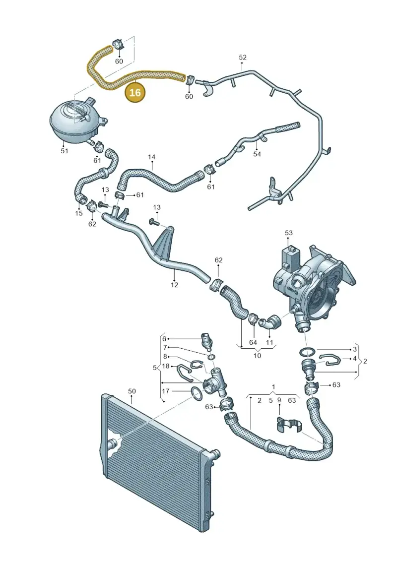 5Q0121447G — Volkswagen Tiguan 2.0 4Motion (2017-2024) diagram 890121260, position 16