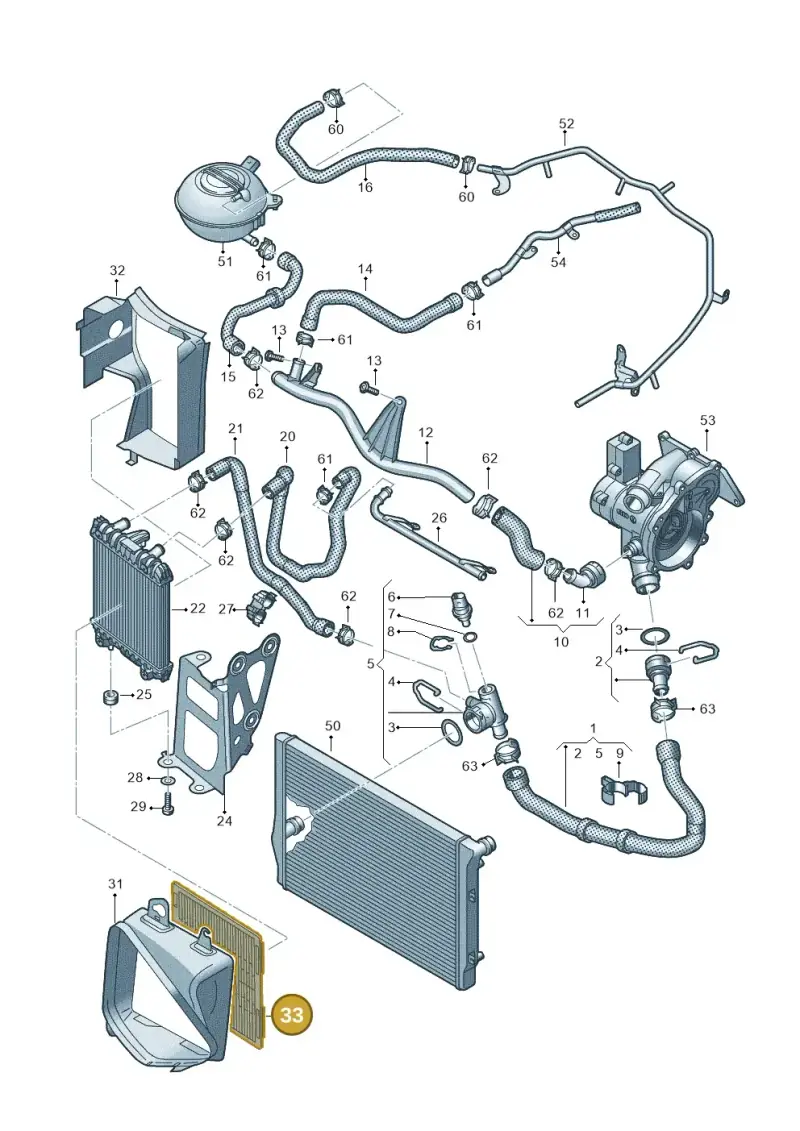 5Q0121557 — Volkswagen Golf 1.4 BlueMotion (2012-2017) diagram 746121600, position 33