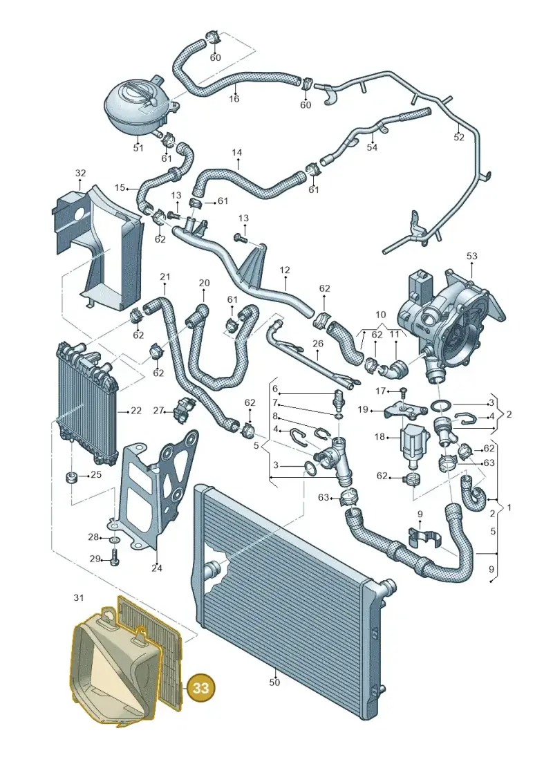 5Q0121557 — Volkswagen Golf 1.4 BlueMotion (2012-2017) diagram 746121640, position 33