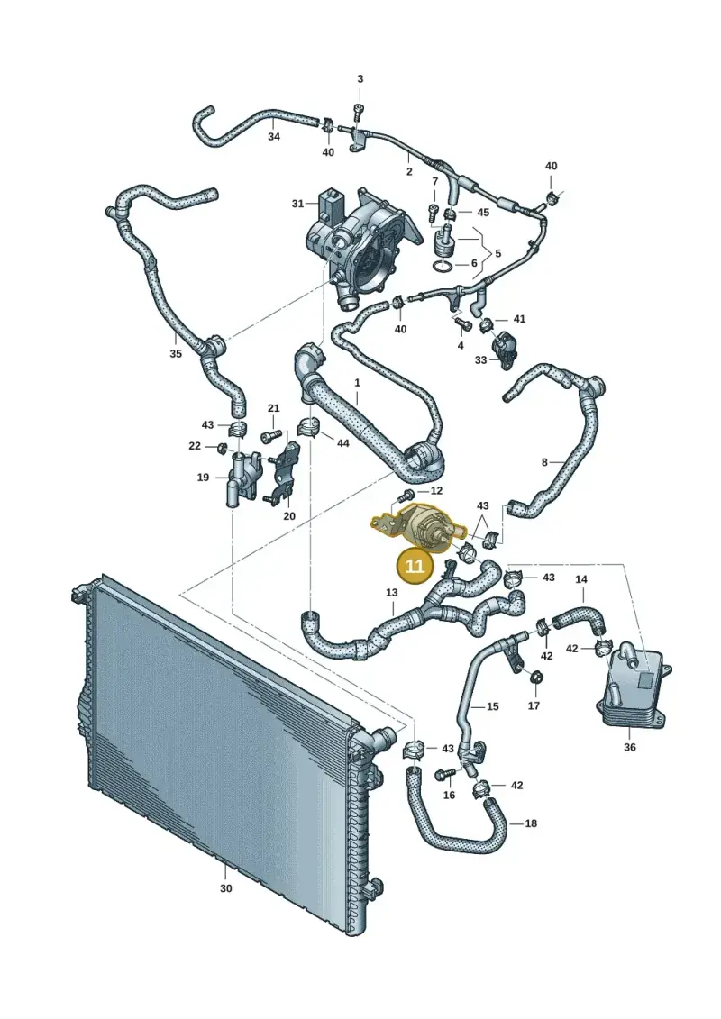 5Q0121599AA — Volkswagen Golf 2.0 BlueMotion (2019-2024) diagram 5h0121401, position 11