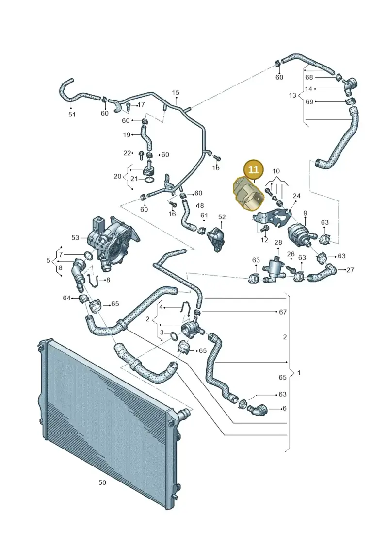 5Q0121653B — Volkswagen Tiguan 2.0 4Motion (2017-2024) diagram 828121110, position 11