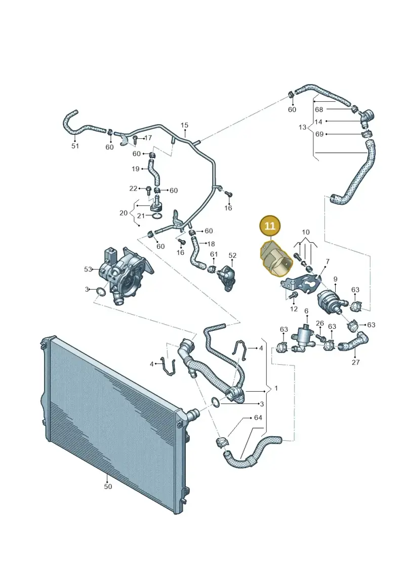 5Q0121653B — Volkswagen Polo 1.0 BlueMotion (2017-2024) diagram 837121070, position 11