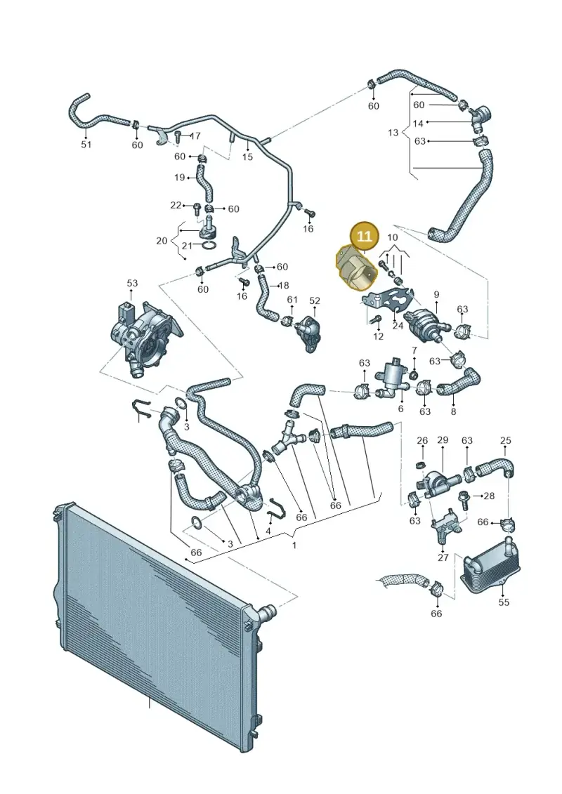 5Q0121653B — Volkswagen Polo 1.0 BlueMotion (2017-2024) diagram 837121090, position 11