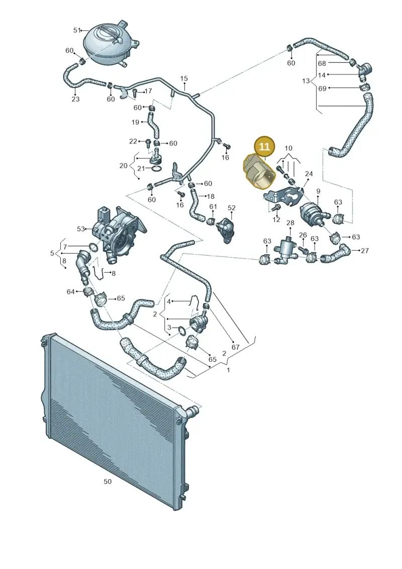 5Q0121653D — Volkswagen Golf 2.0 BlueMotion (2019-2024) diagram 827121050, position 11