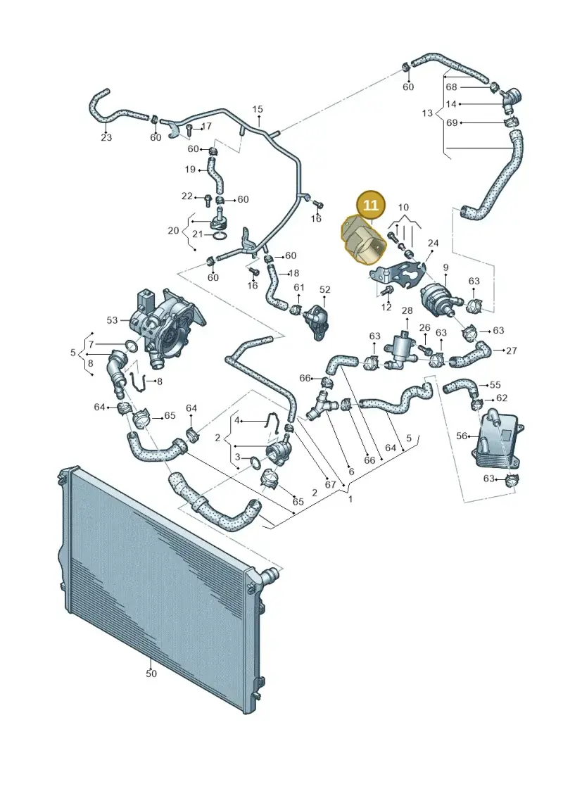 5Q0121653D — Volkswagen T-Roc BlueMotion (2017-2024) diagram 828121030, position 11