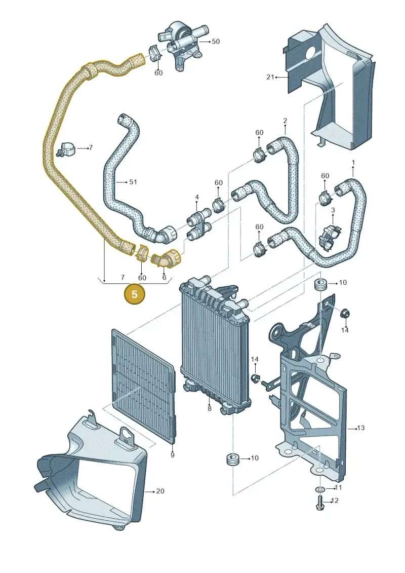 5Q0122051AT — Volkswagen Golf Estate (2013-2017) diagram 746121660, position 5