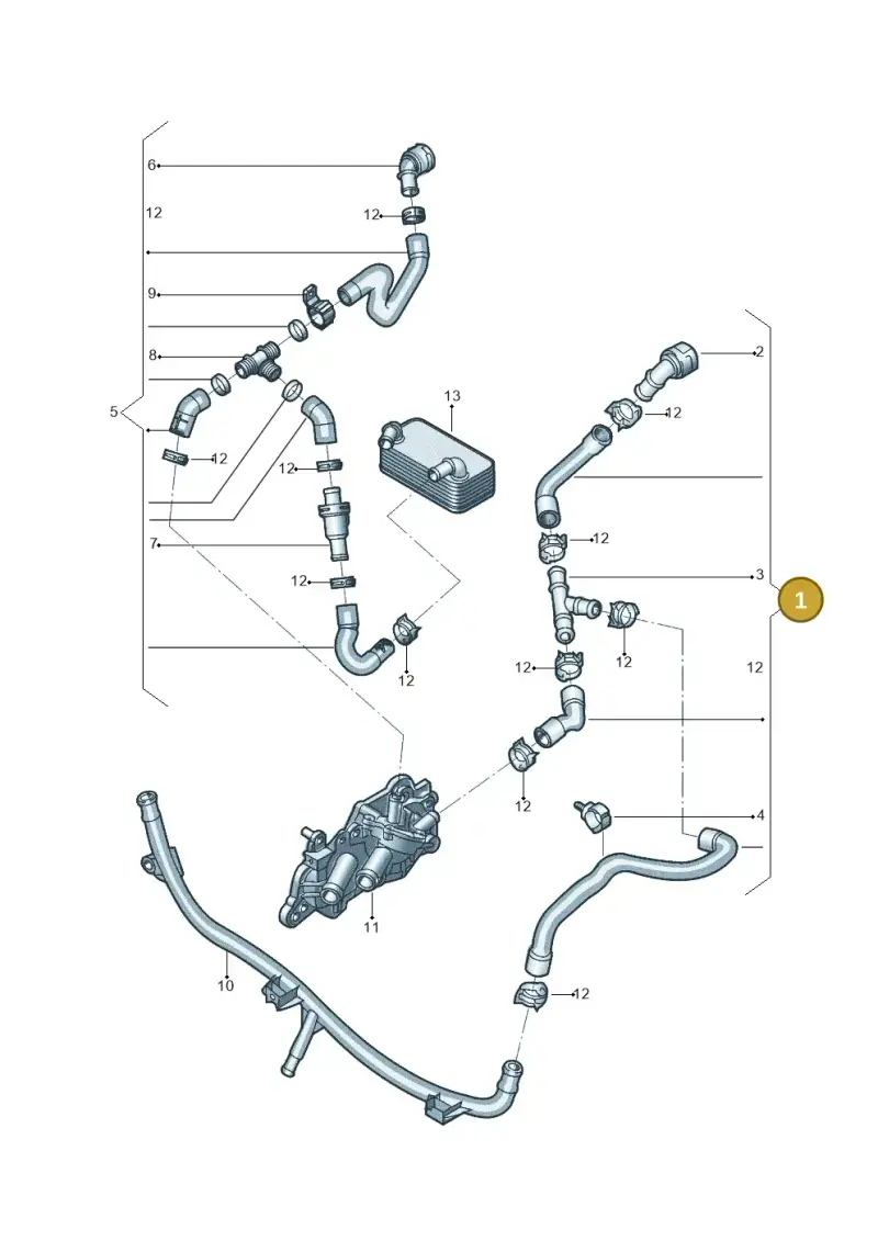 5Q0122073DE — Volkswagen Taos 1.4 (2020-2024) diagram 796121350, position 1