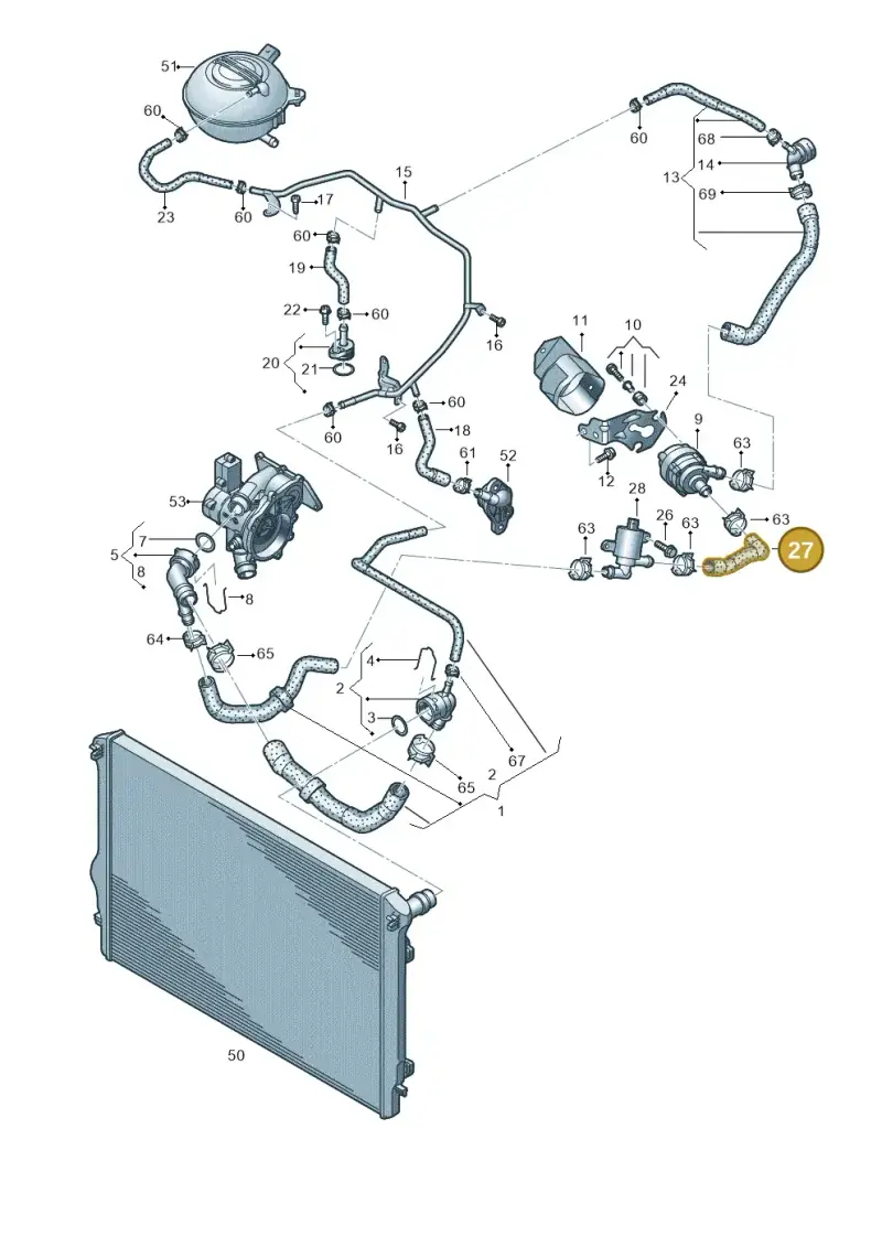5Q0122157AB — Volkswagen Golf 2.0 BlueMotion (2019-2024) diagram 827121050, position 27