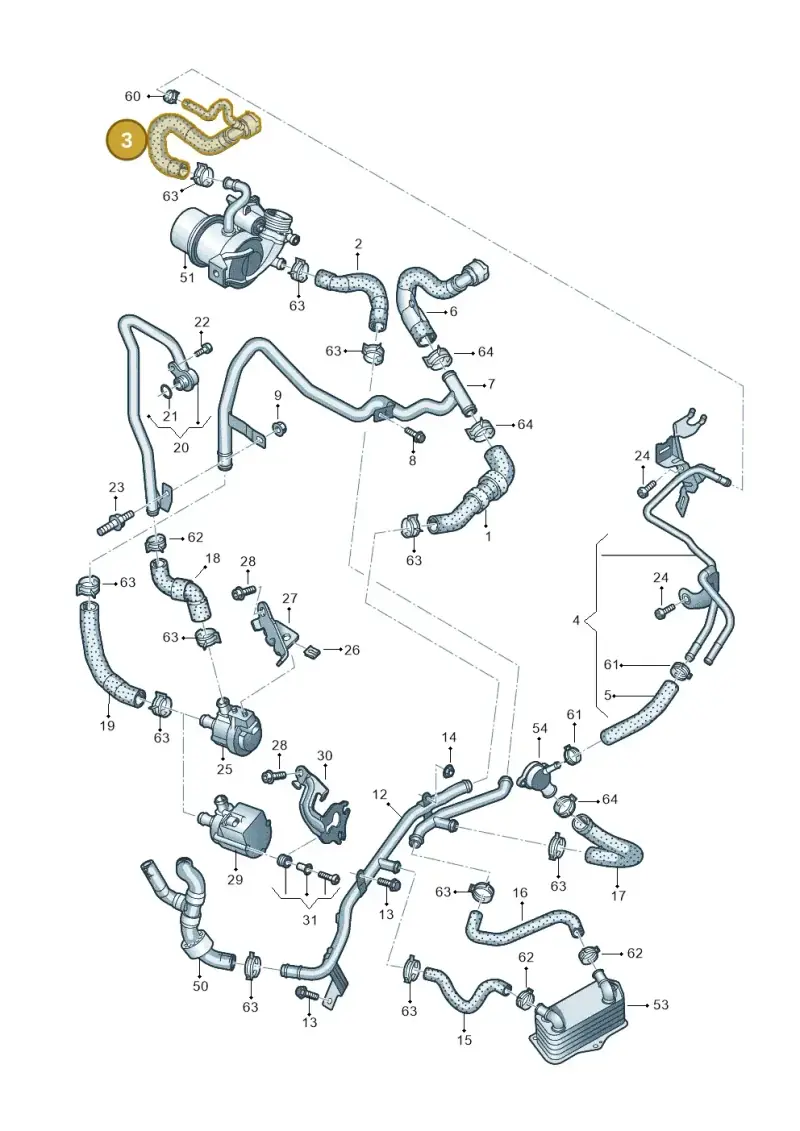 5Q0122157DA — Volkswagen Tiguan 2.0 4Motion (2017-2024) diagram 793121370, position 3