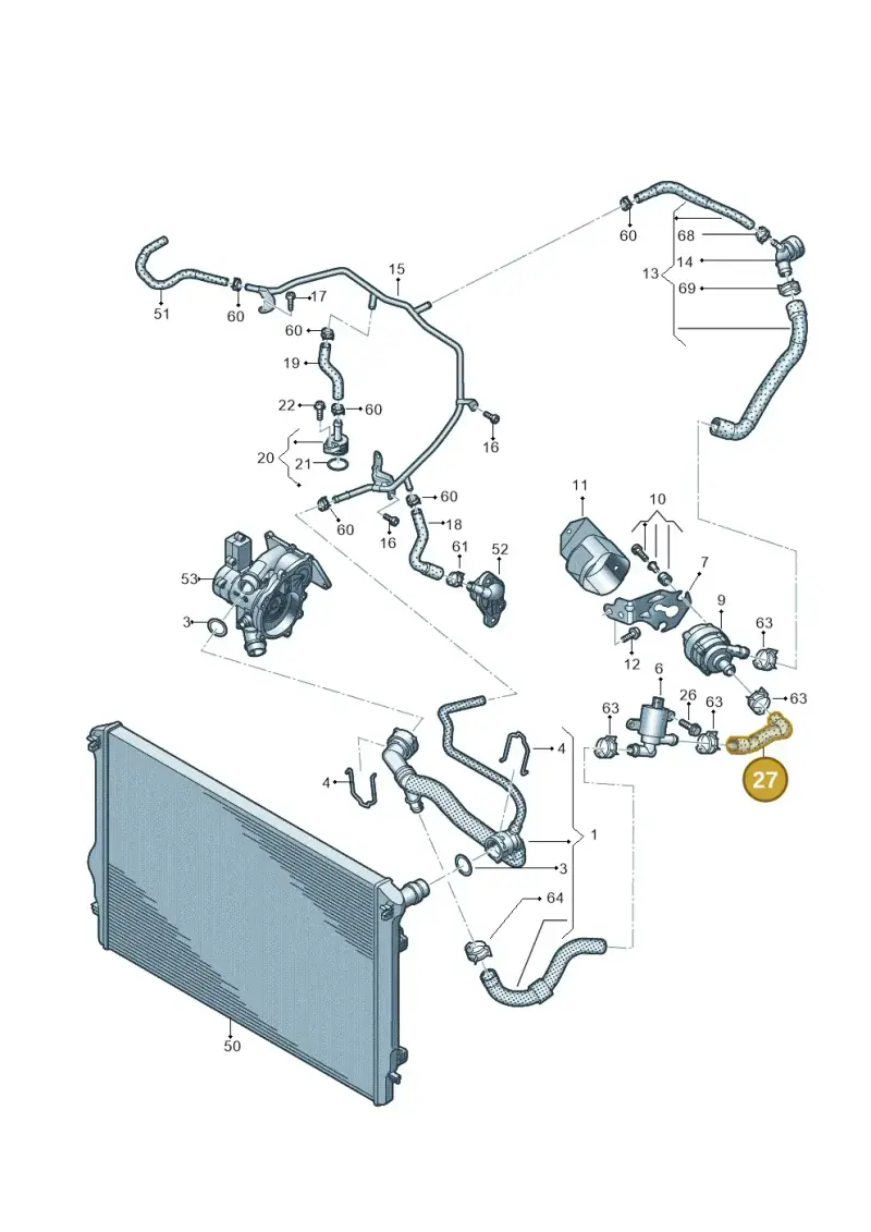 5Q0122157EP — Volkswagen Polo 1.0 BlueMotion (2017-2024) diagram 837121070, position 27