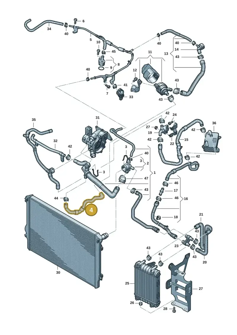 5Q0122157EP — Volkswagen Golf 2.0 BlueMotion (2019-2024) diagram 884121444, position 4