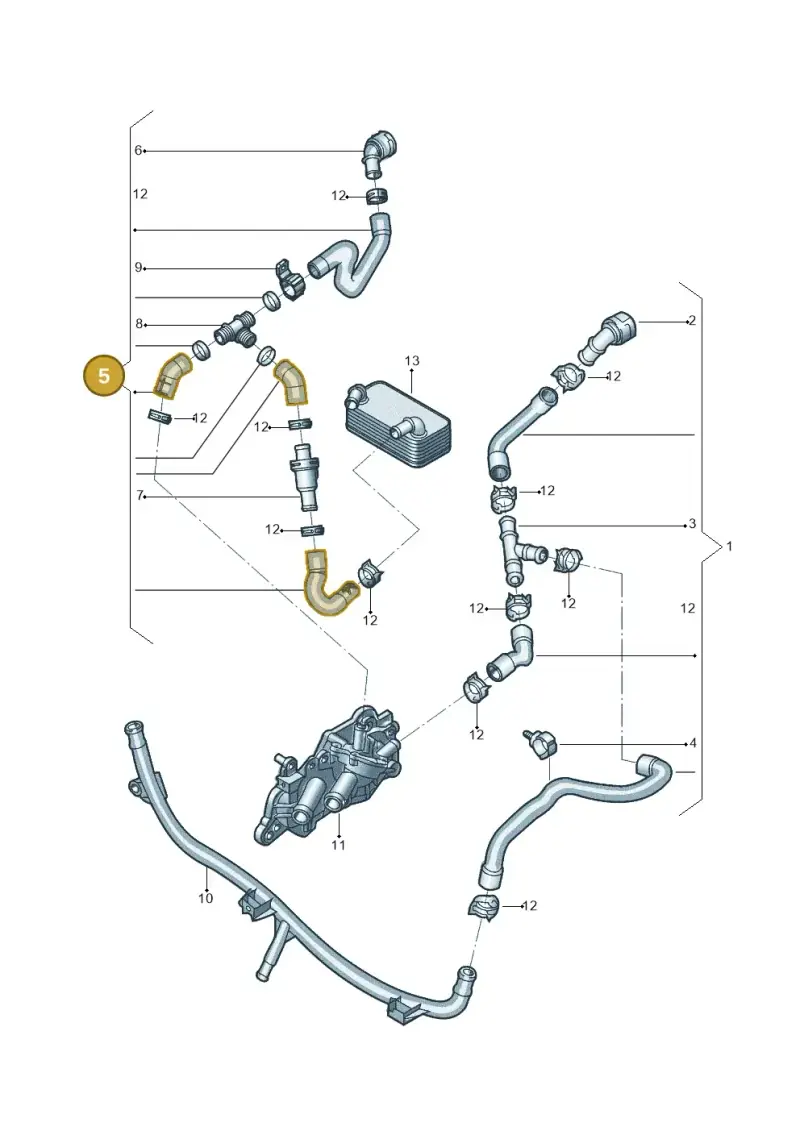 5Q0122157FG — Volkswagen Taos 1.4 (2020-2024) diagram 796121350, position 5