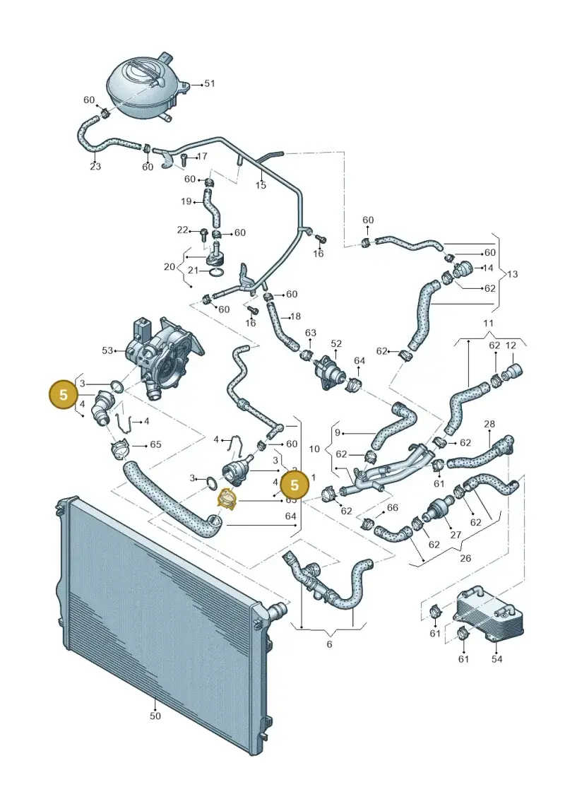5Q0122291AA — Volkswagen Beetle (2016-2019) diagram 691121450, position 5