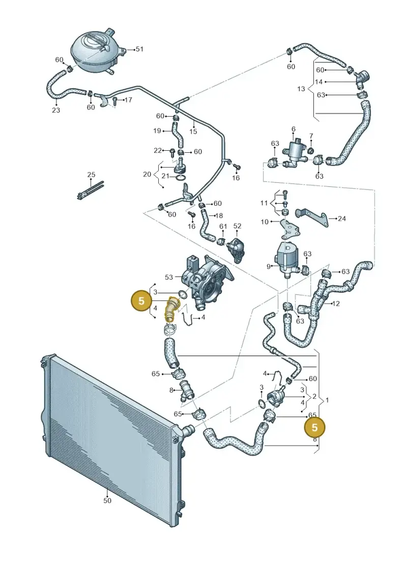 5Q0122291AA — Volkswagen Beetle (2016-2019) diagram 786121220, position 5