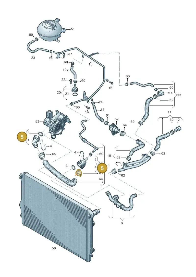 5Q0122291AA — Volkswagen Beetle (2016-2019) diagram 691121430, position 5