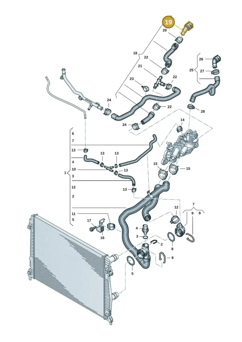 5Q0122291AJ — Volkswagen Taigo (2021-2024) diagram 2f0121200, position 19