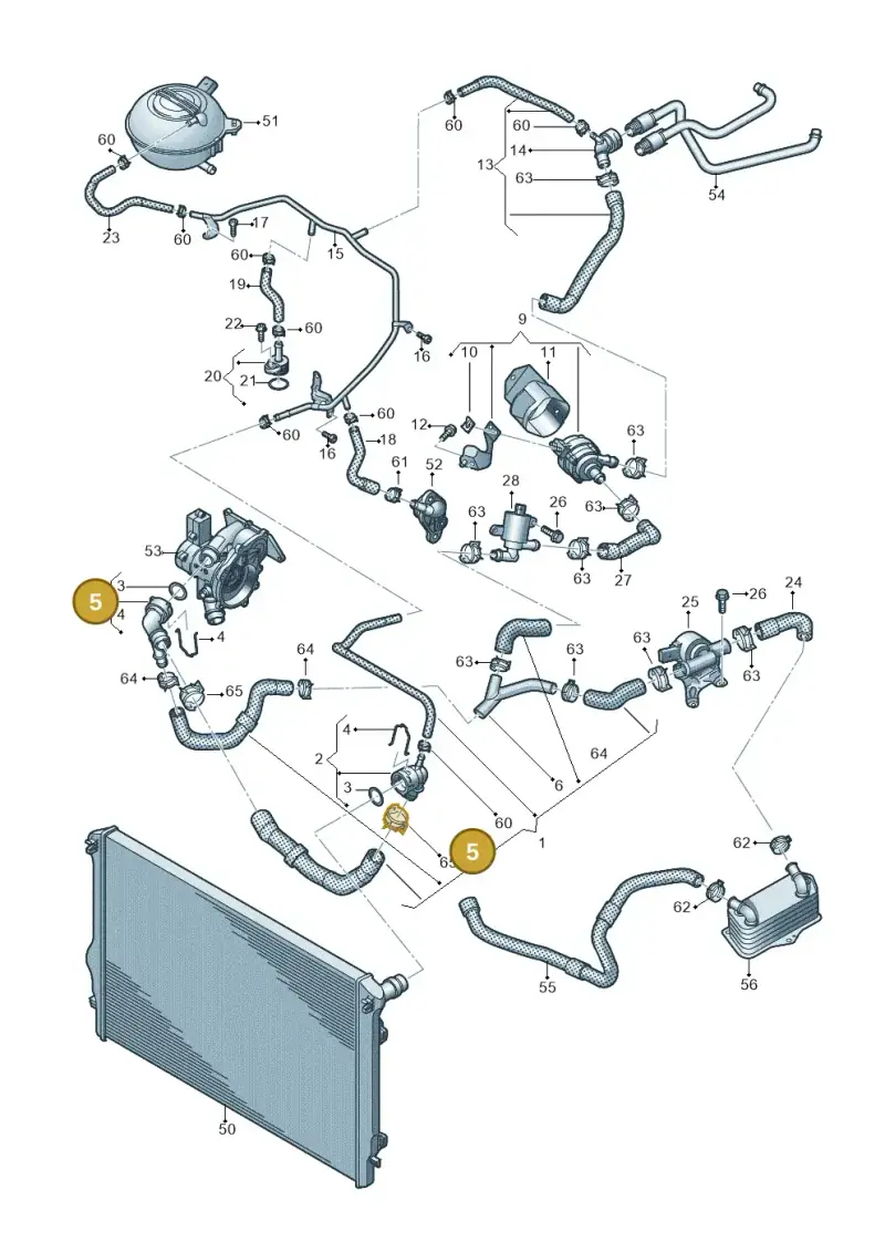5Q0122291AL — Volkswagen Passat saloon (2014-2024) diagram 745121290, position 5