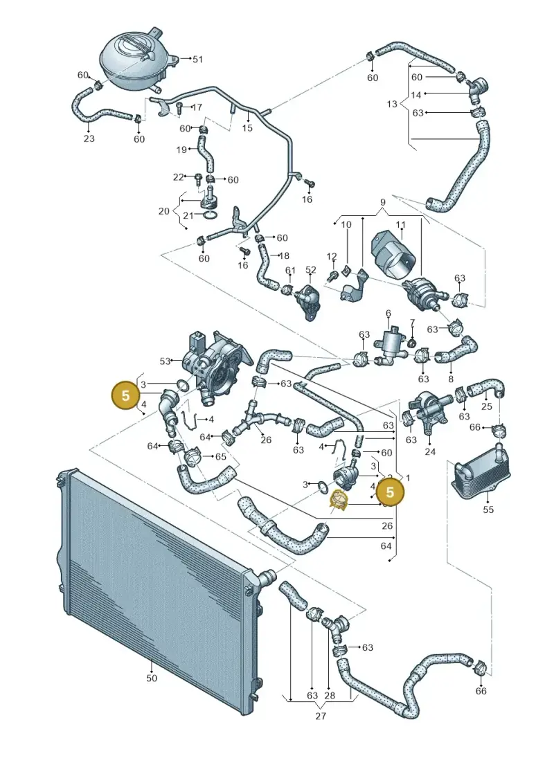 5Q0122291AL — Volkswagen Golf 2.0 (2016-2020) diagram 746121550, position 5