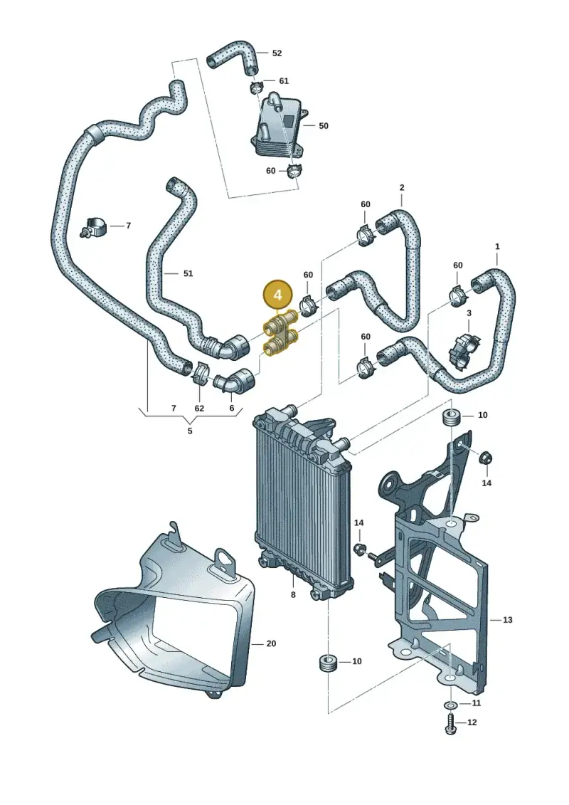 5Q0122291CJ — Volkswagen Golf 2.0 BlueMotion (2019-2024) diagram 827121428, position 4