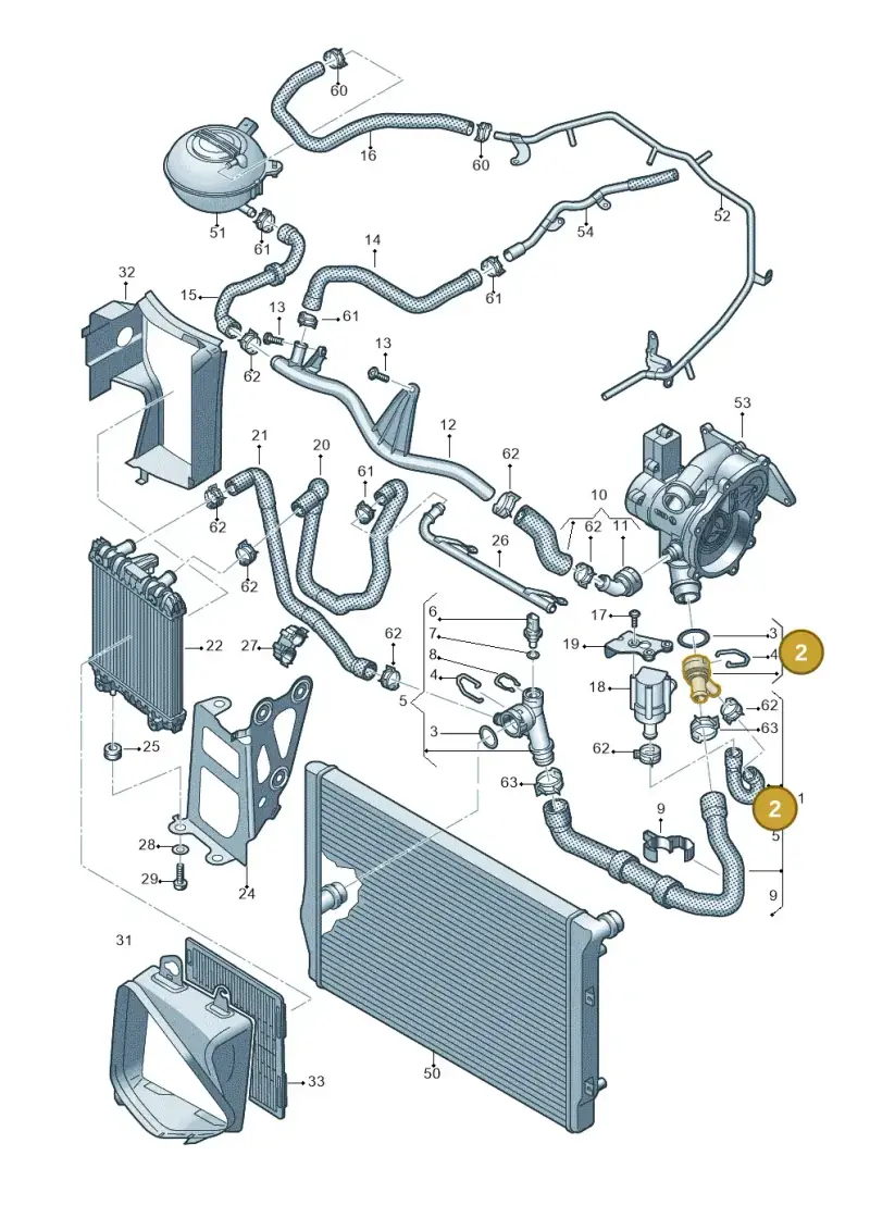 5Q0122291K — Volkswagen Golf 2.0 (2016-2020) diagram 746121640, position 2