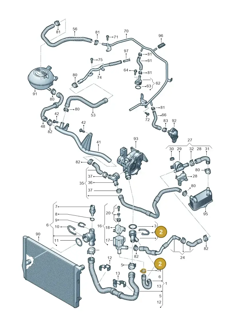 5Q0122291K — Volkswagen Sharan BlueMotion (2015-2022) diagram 863121410, position 2