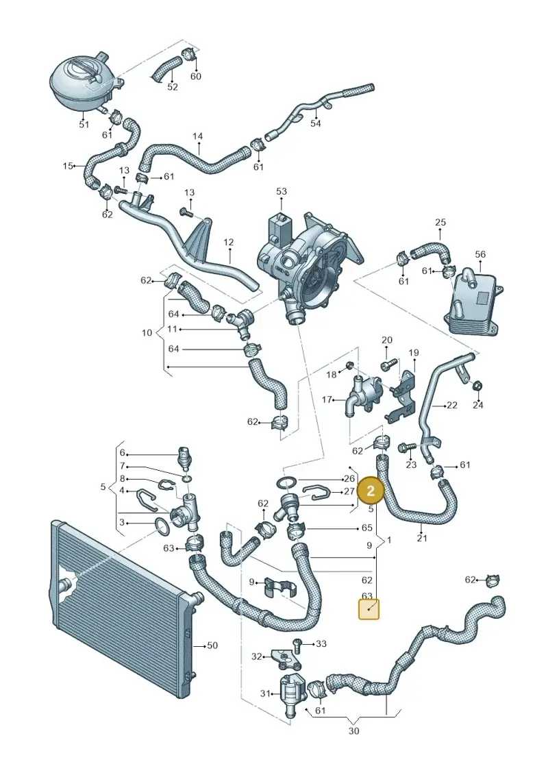 5Q0122291K — Volkswagen Golf 2.0 BlueMotion (2019-2024) diagram 827121040, position 2