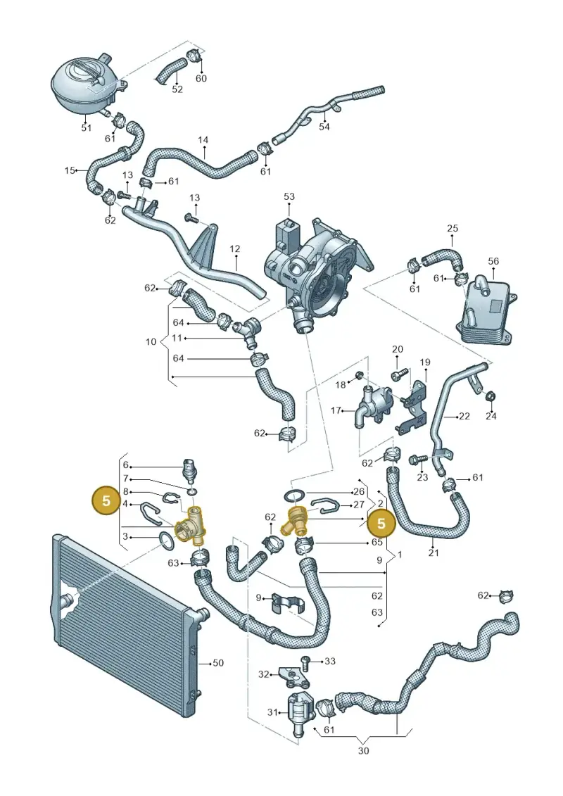 5Q0122291T — Volkswagen Golf 2.0 BlueMotion (2019-2024) diagram 827121040, position 5