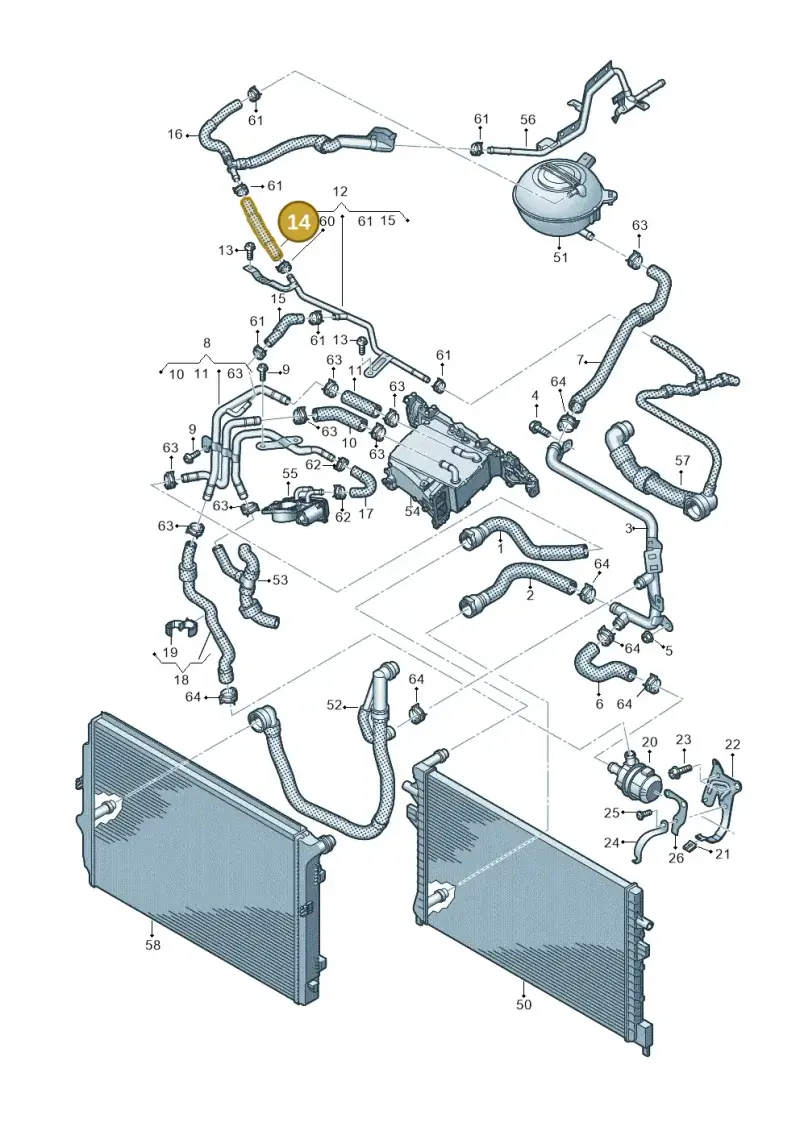 5Q0122449B — Volkswagen Golf 1.4 BlueMotion (2012-2017) diagram 746121470, position 14