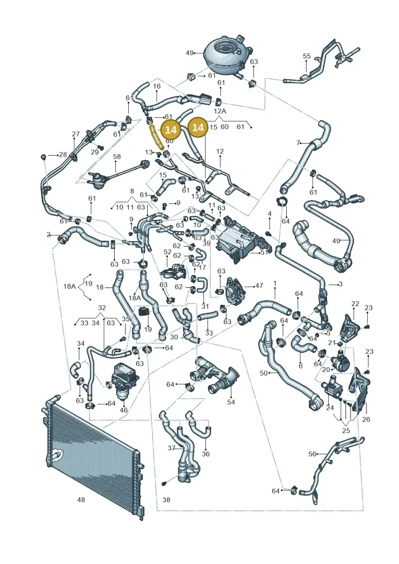 5Q0122449B — Volkswagen Golf 1.4 BlueMotion (2014-2017) diagram 781121440, position 14