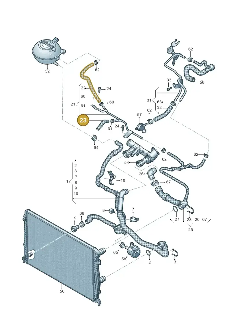 5Q0122449C — Volkswagen T-Cross 1,0 (2018-2024) diagram 587121601, position 23