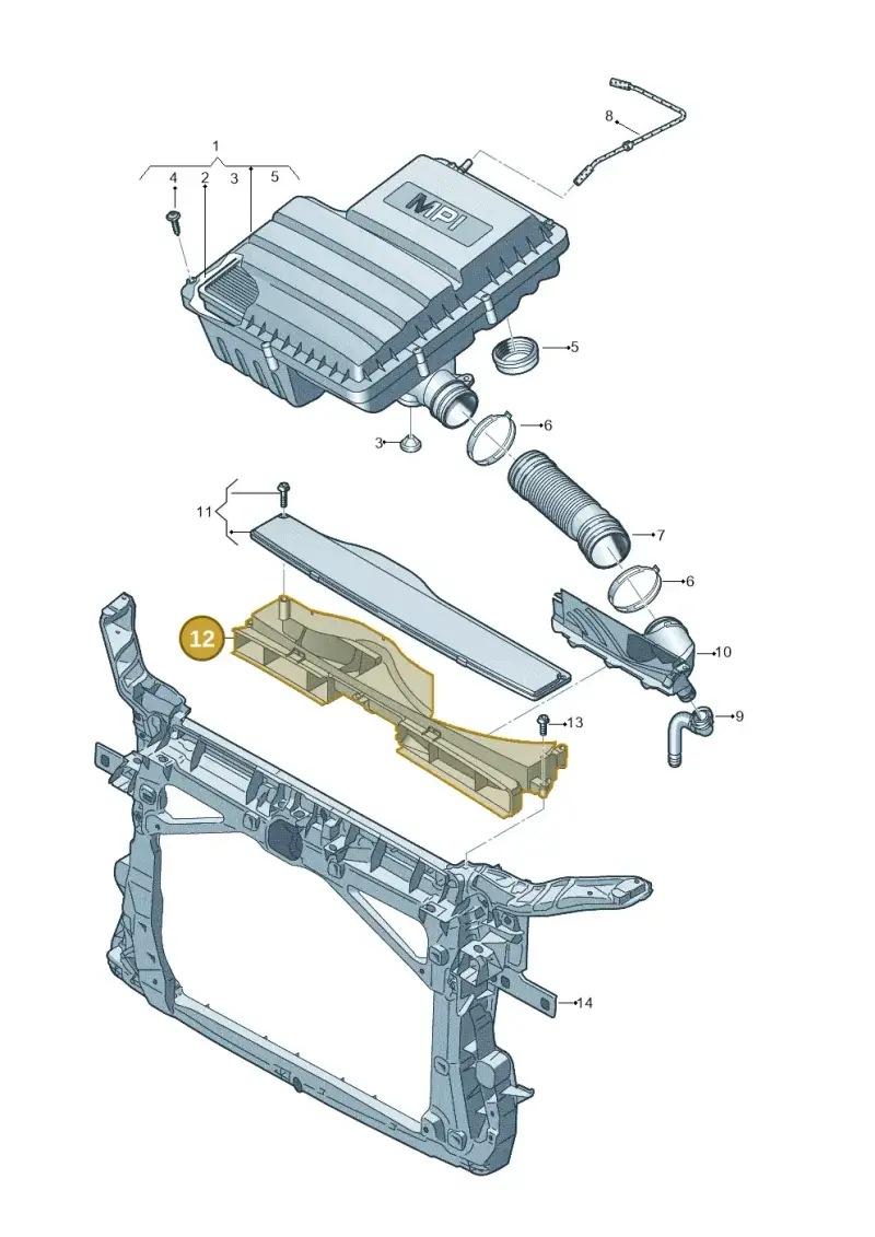 5Q0129254B — Volkswagen Caddy Maxi Kombi (2020-2024) diagram 781129200, position 12